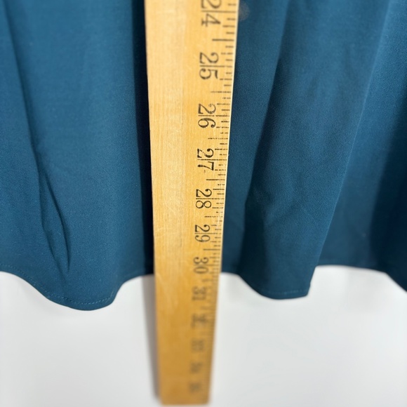 Arna York Womens Size 20 Zip Front Pullover Blouse Teal Blue Gold Tone 3/4 Sleev - Picture 10 of 10